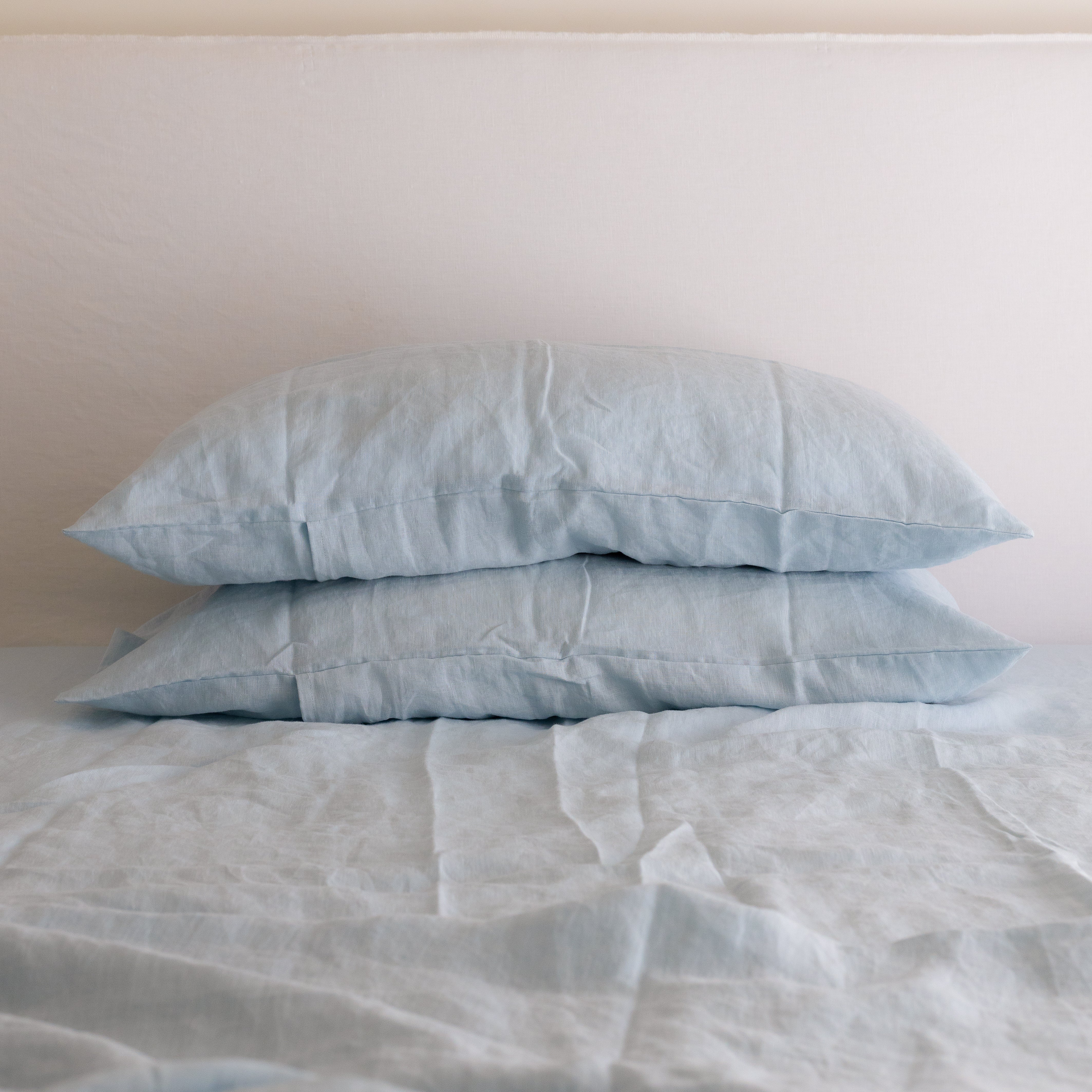 French Linen Pillowcase Pair in Powder Blue