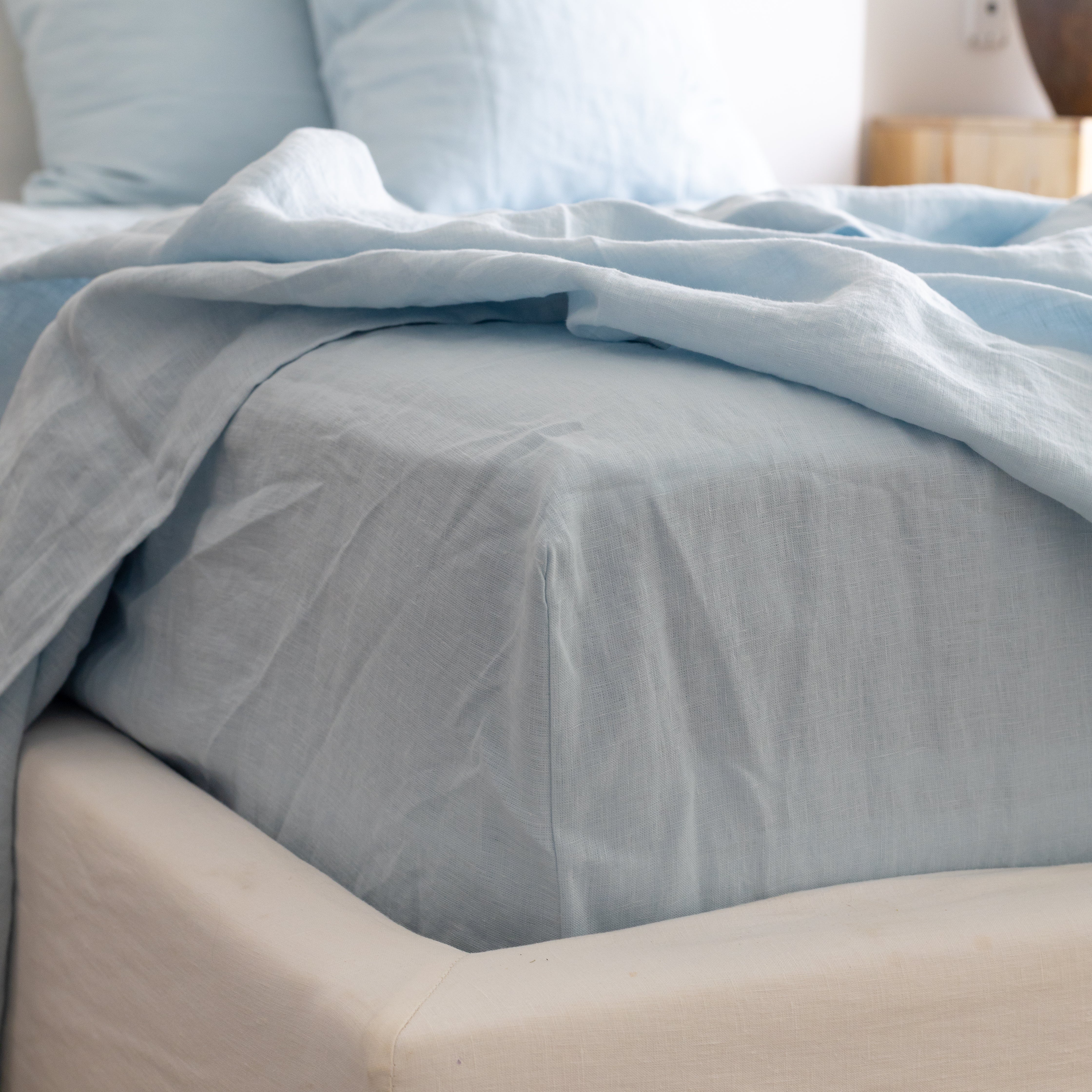 French Linen Pillowcase Pair in Powder Blue