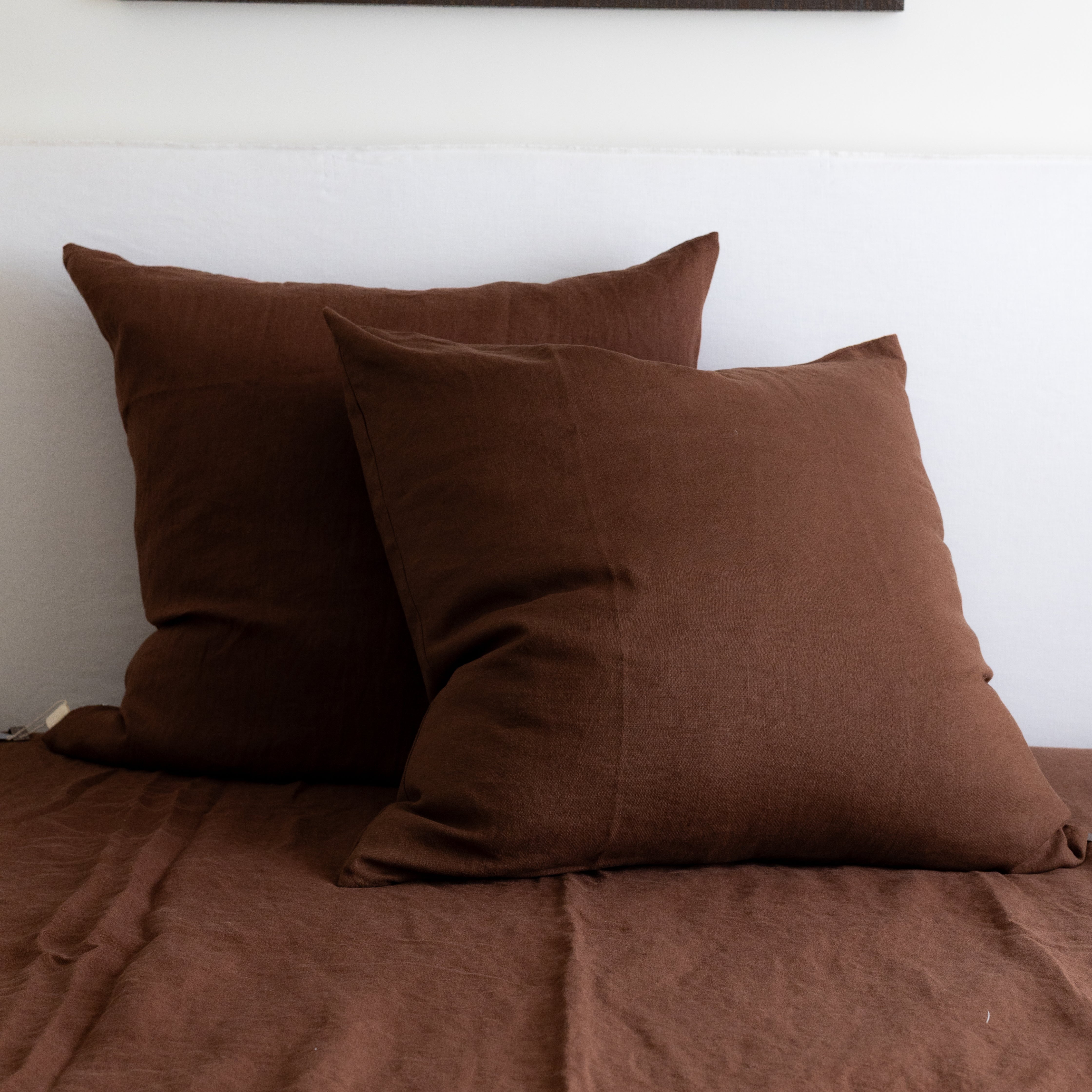 French Linen European Pillowcase Pair in Chocolate