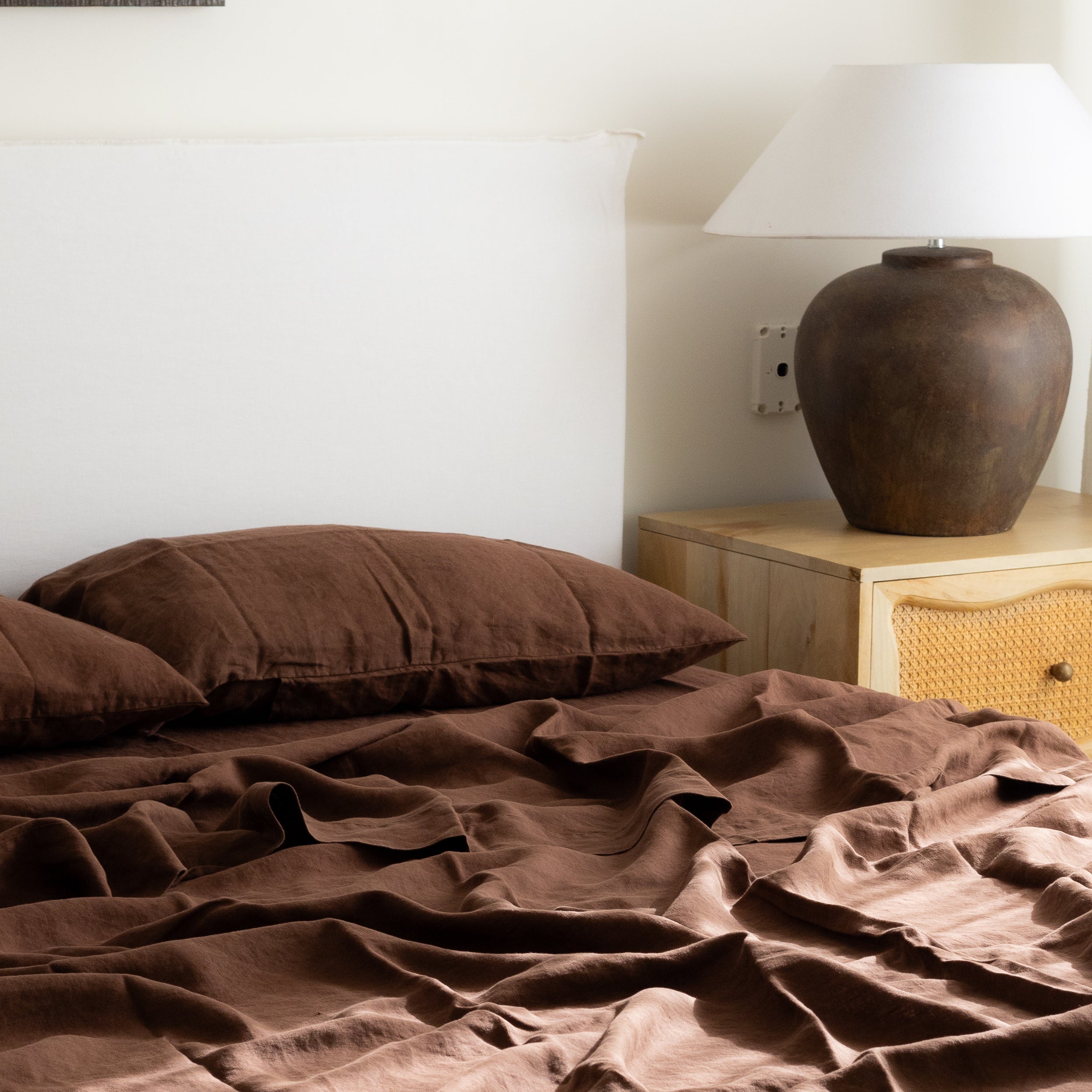 French Linen Flat Sheet in Chocolate