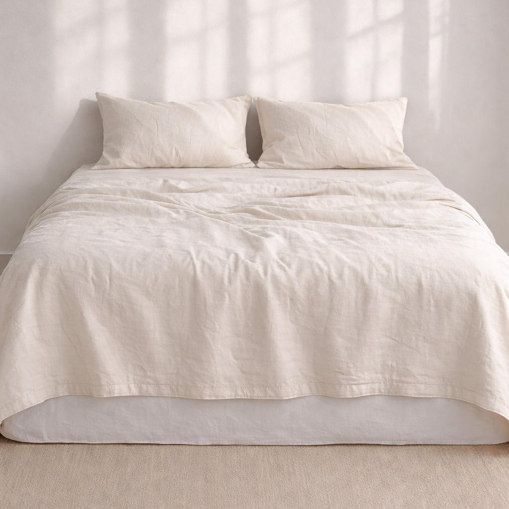 French Linen Sheet Set in Natural White