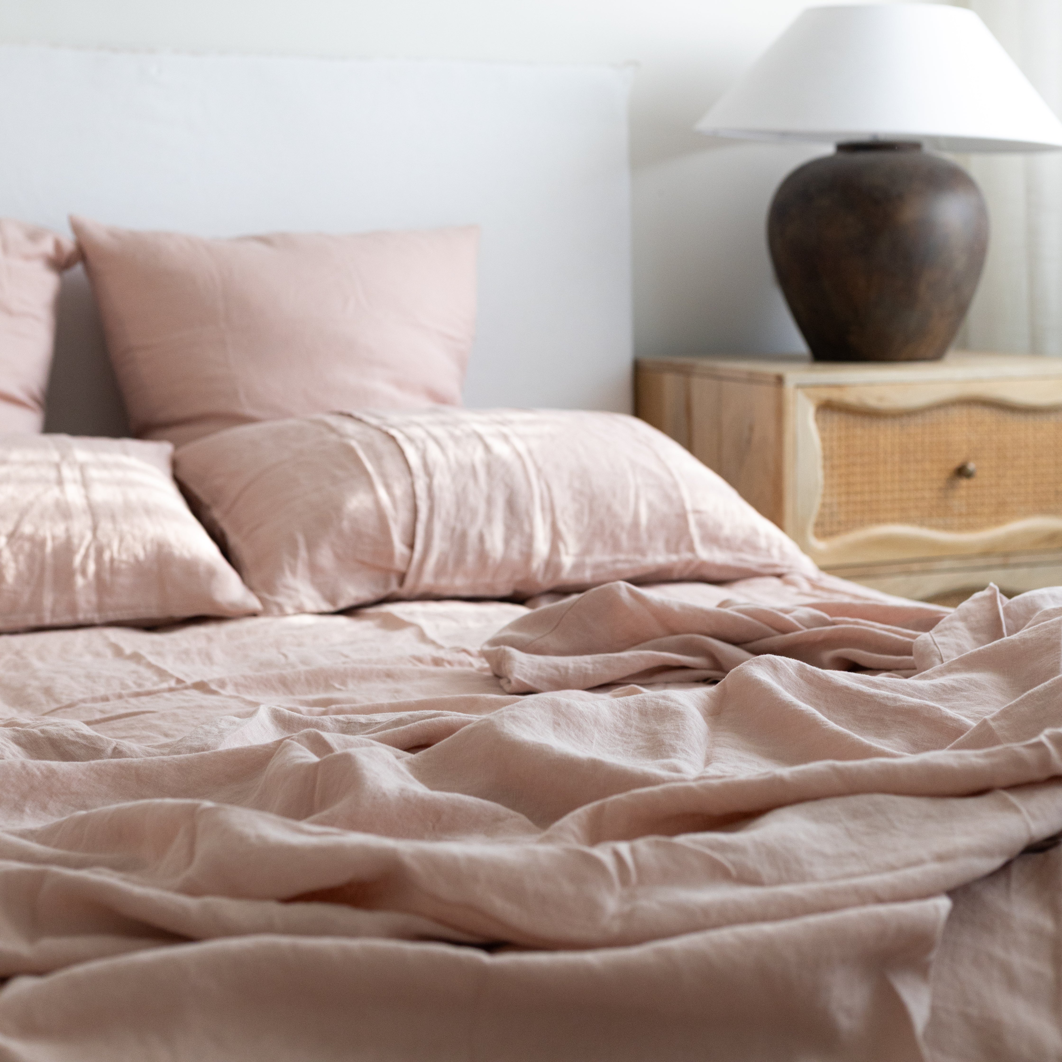 French Linen Sheet Set in Dusty Pink