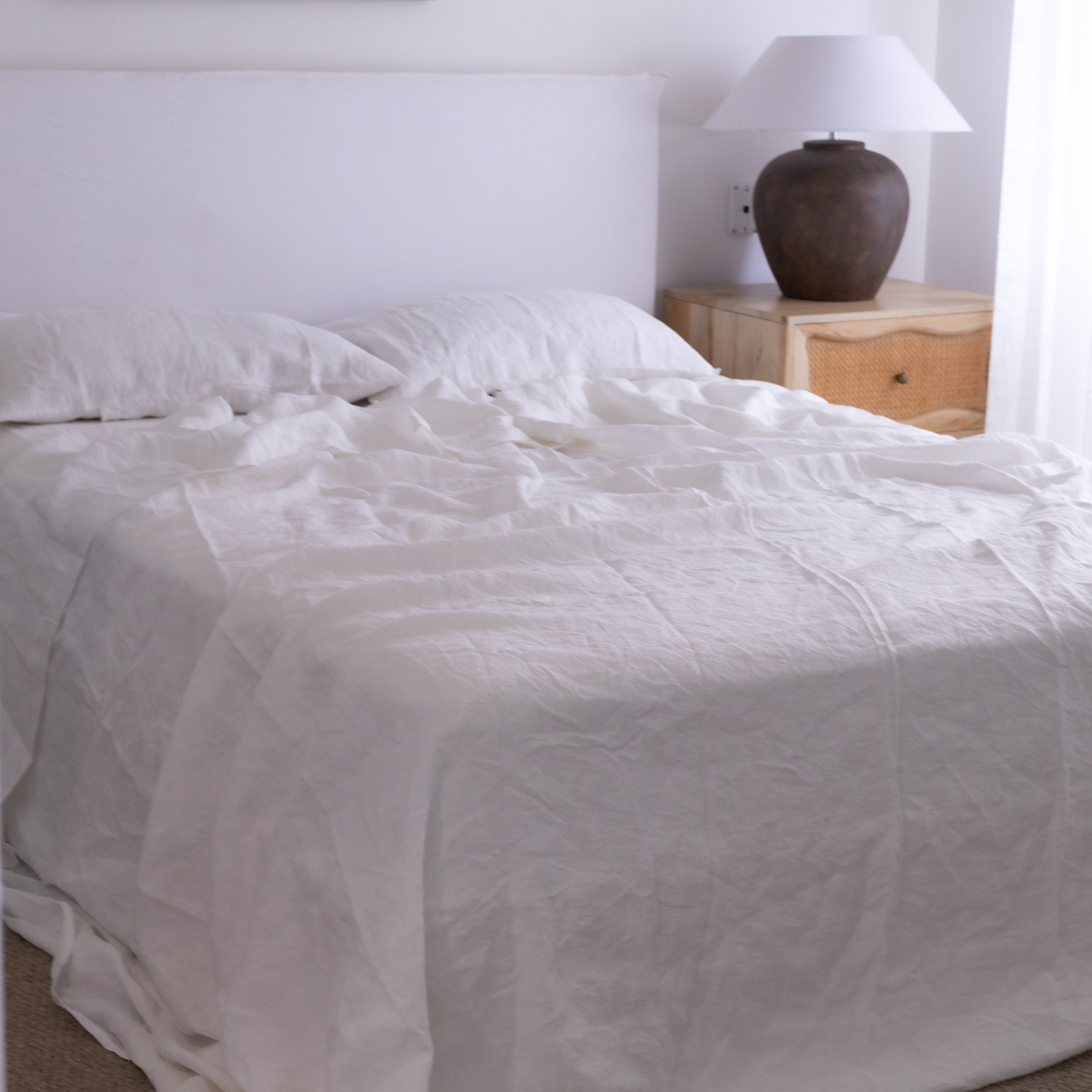 French Linen Sheet Set in Natural White