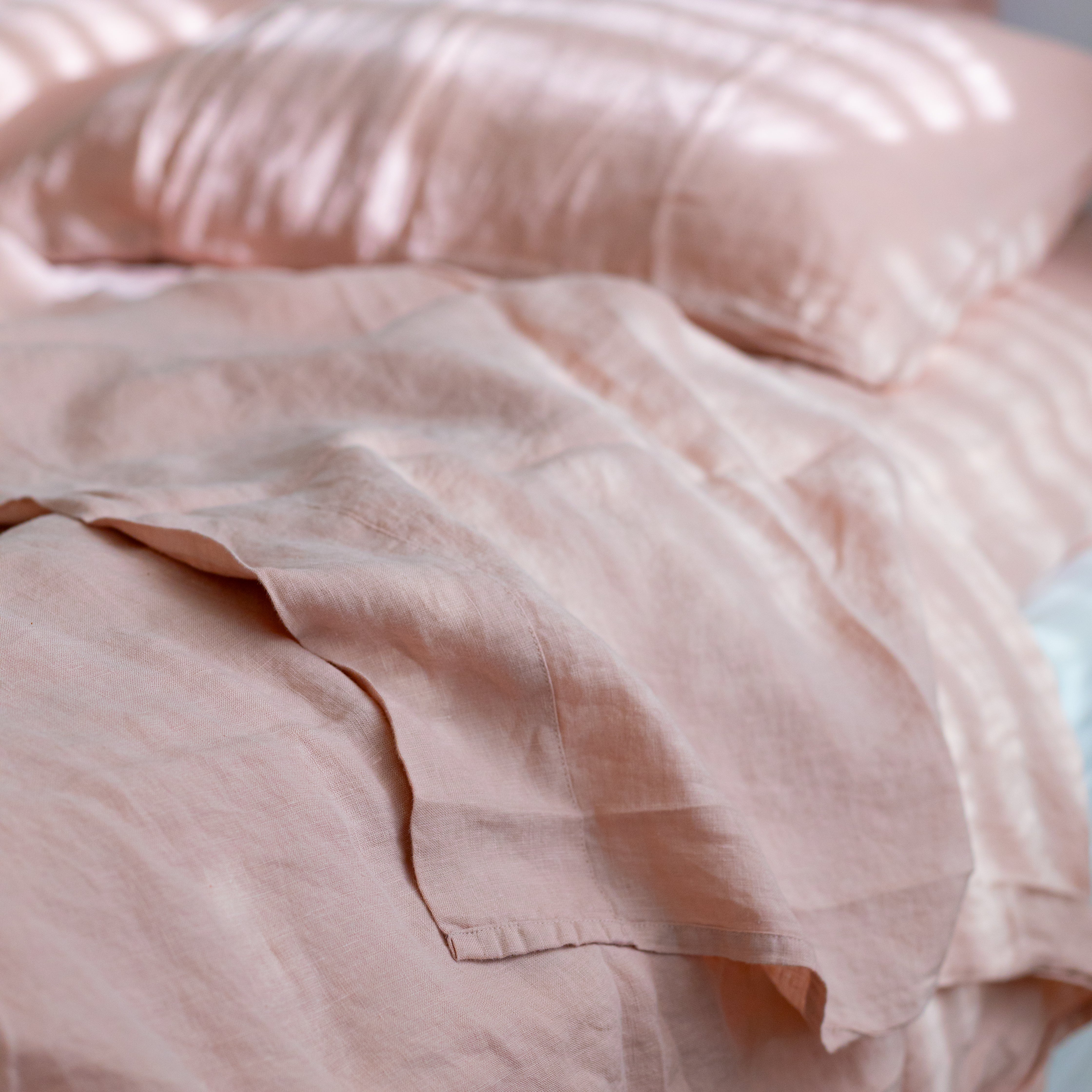 French Linen Flat Sheet in Dusty Pink