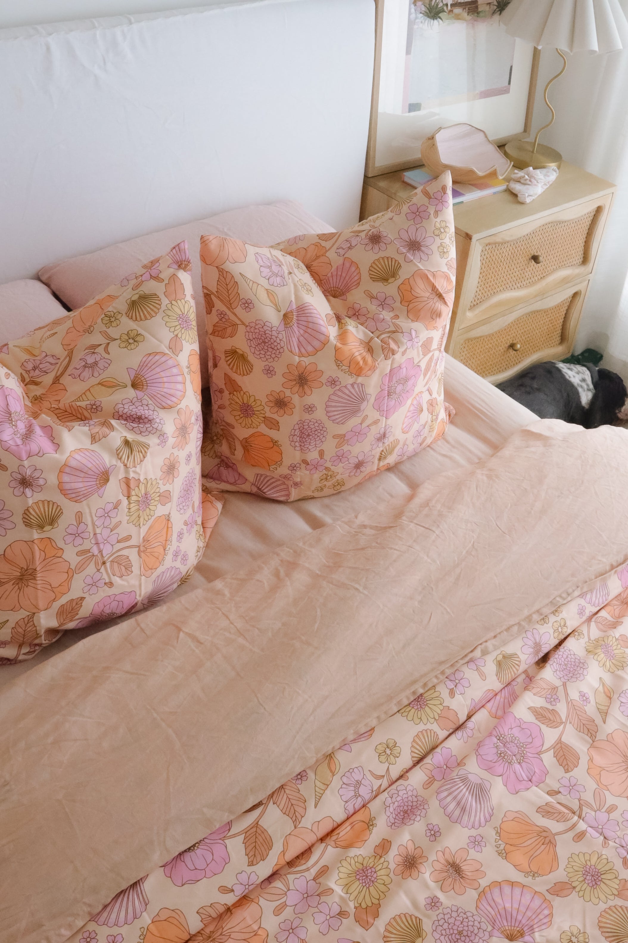 Peachy Flower & Shell Doona Cover 100% Silky Soft Cotton