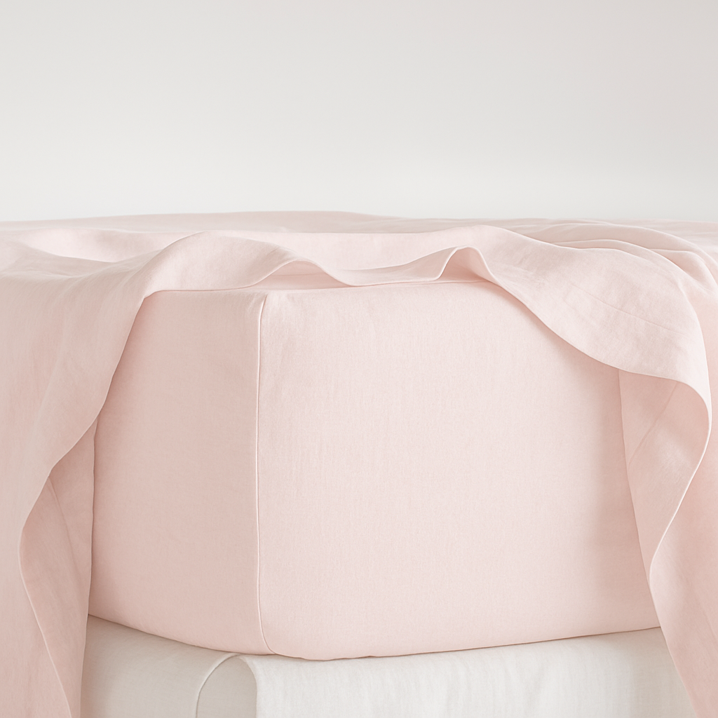 French Linen Fitted Sheet in Marshmallow