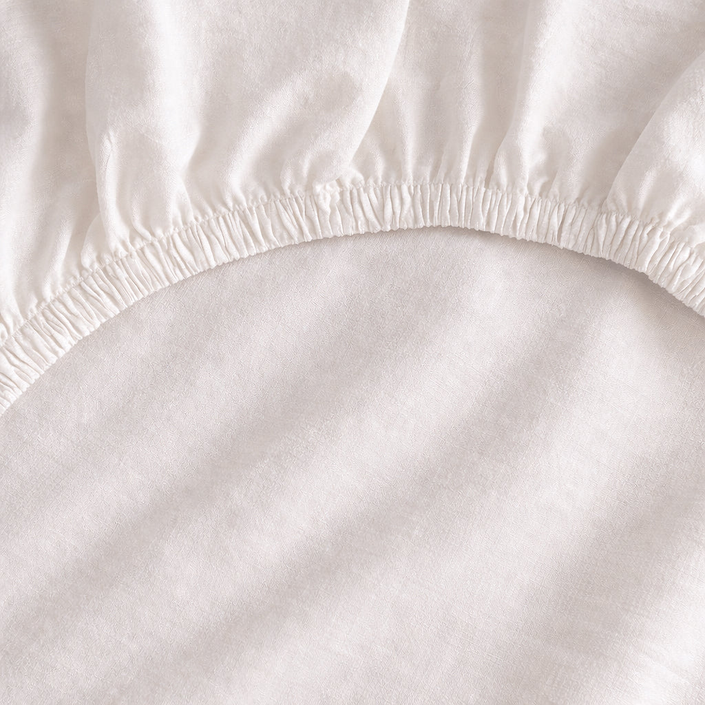 French Linen Fitted Sheet in Natural White