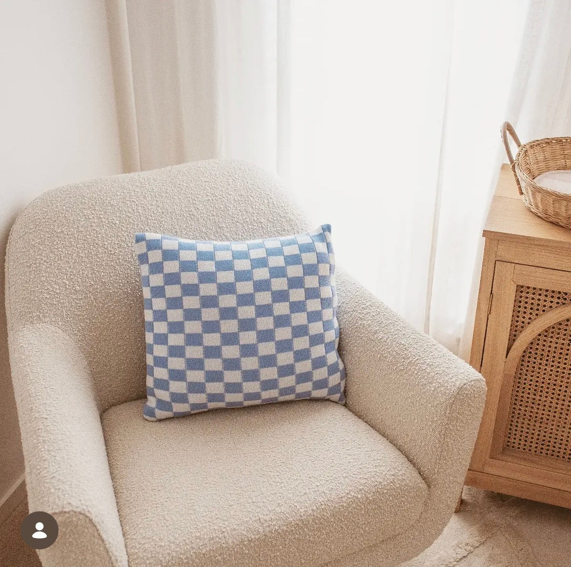 Checkered cushion cover - Blue