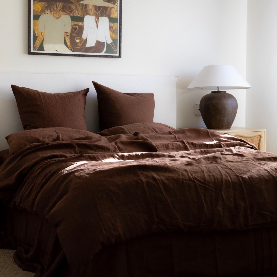 French Linen Duvet Cover Chocolate