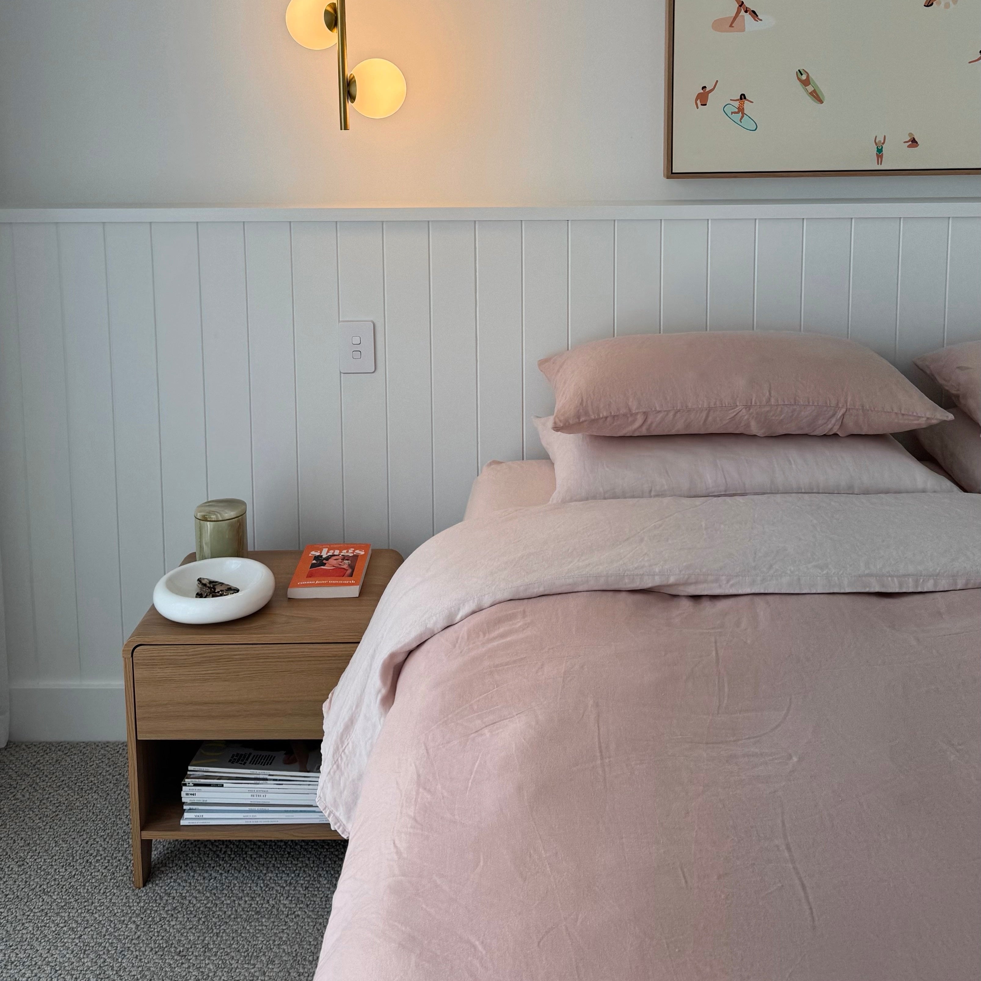 French Linen Reversible Duvet Cover in Dusty Rose