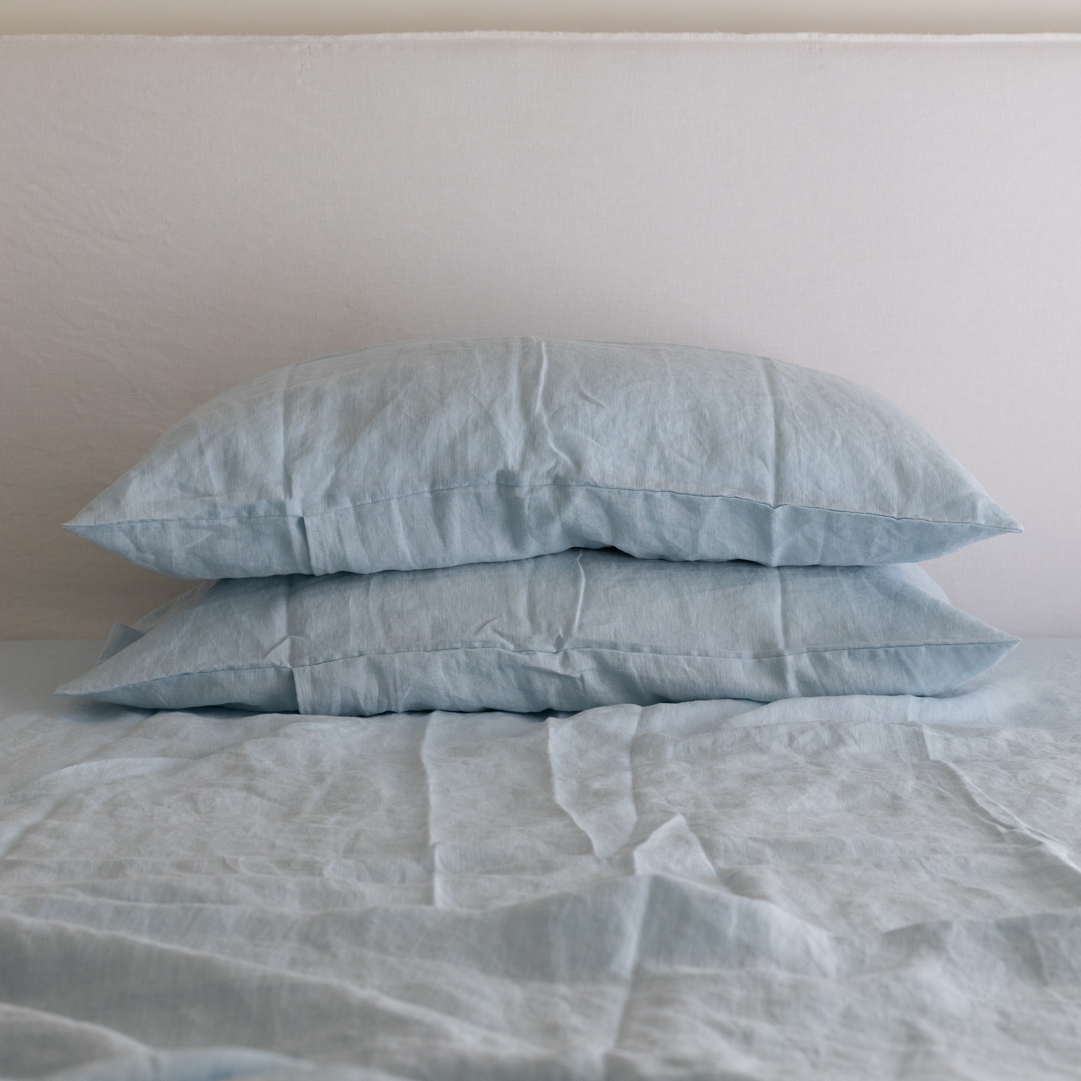 French Linen Pillowcase Pair in Powder Blue