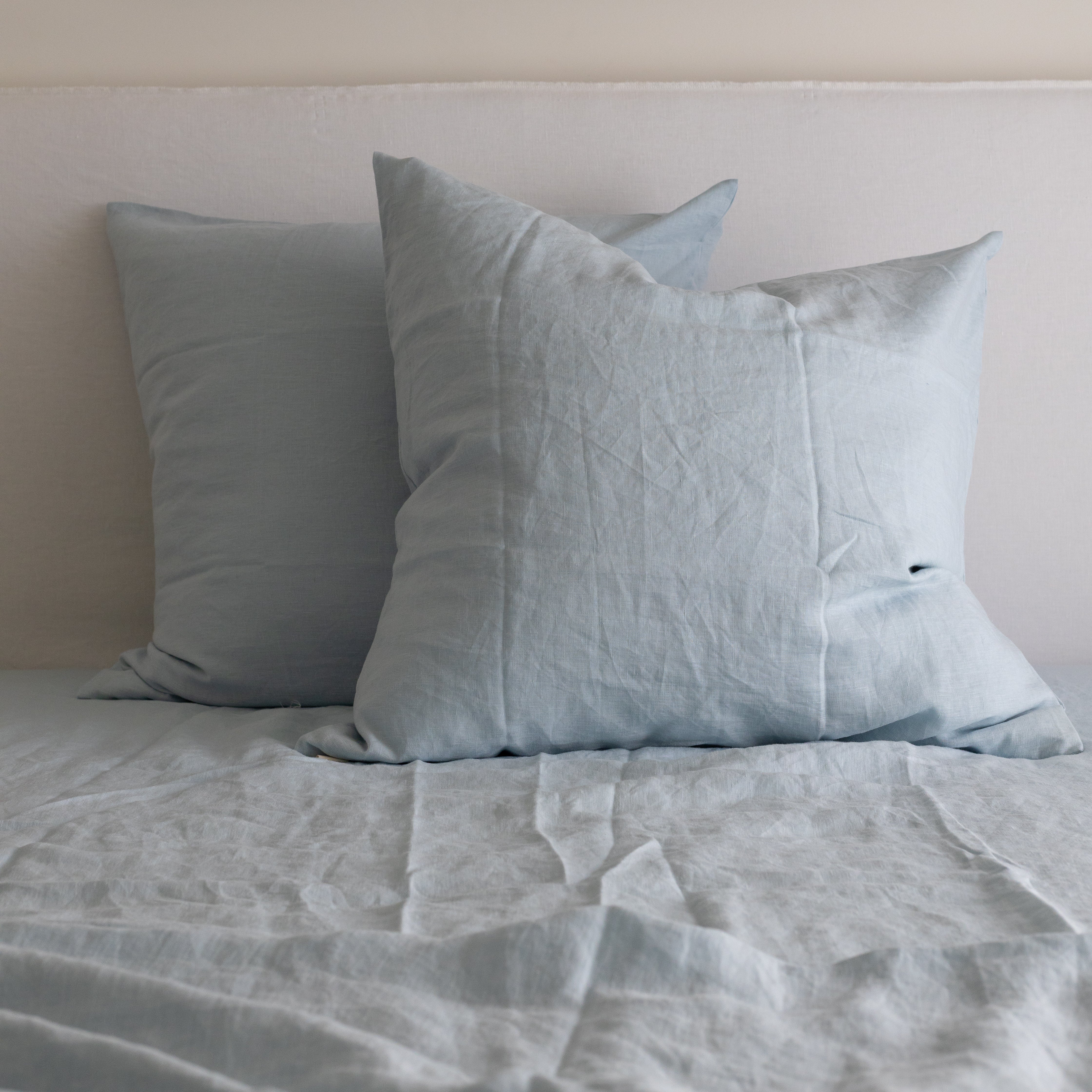 French Linen European Pillowcase Pair in Powder Blue
