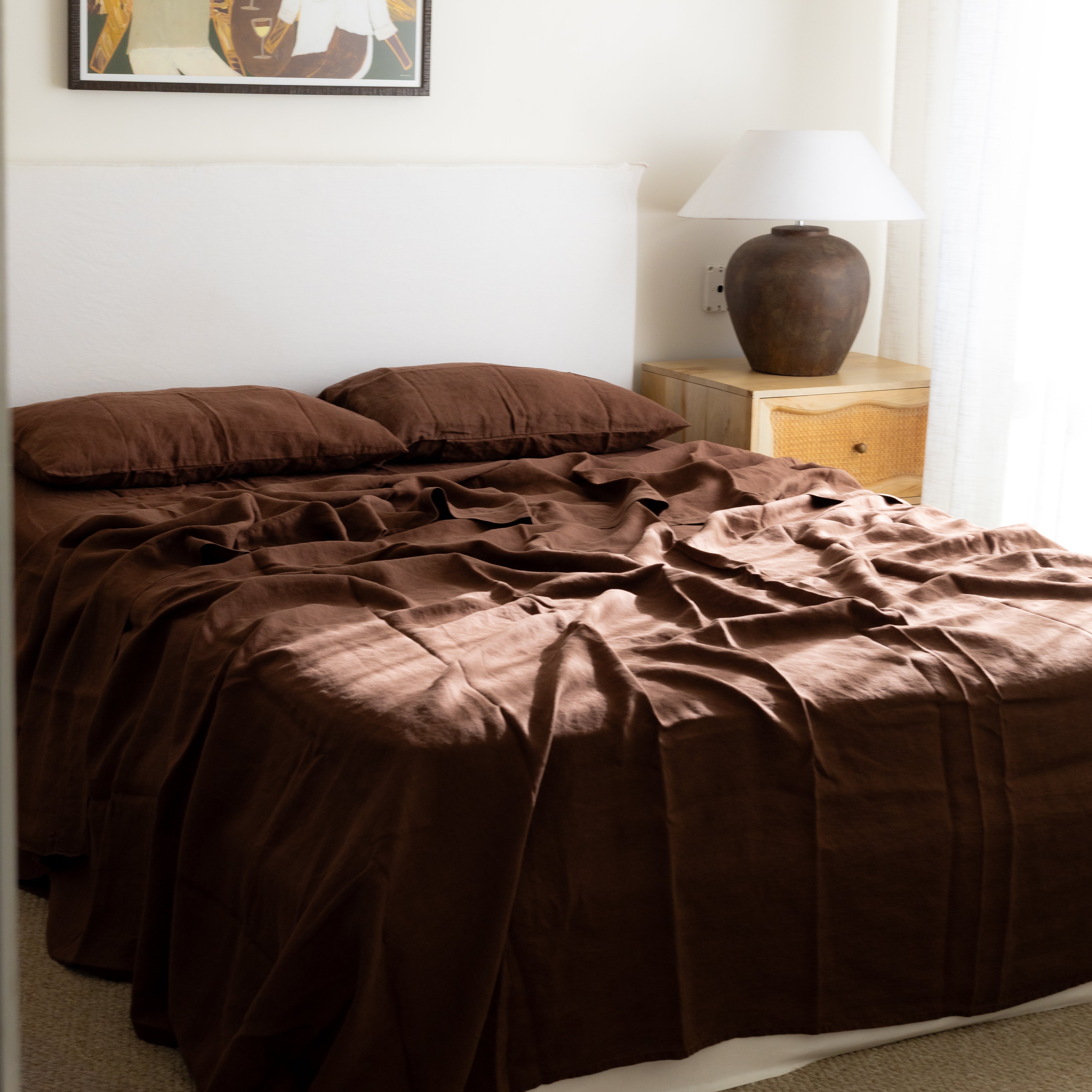 French Linen Sheet Set in Chocolate