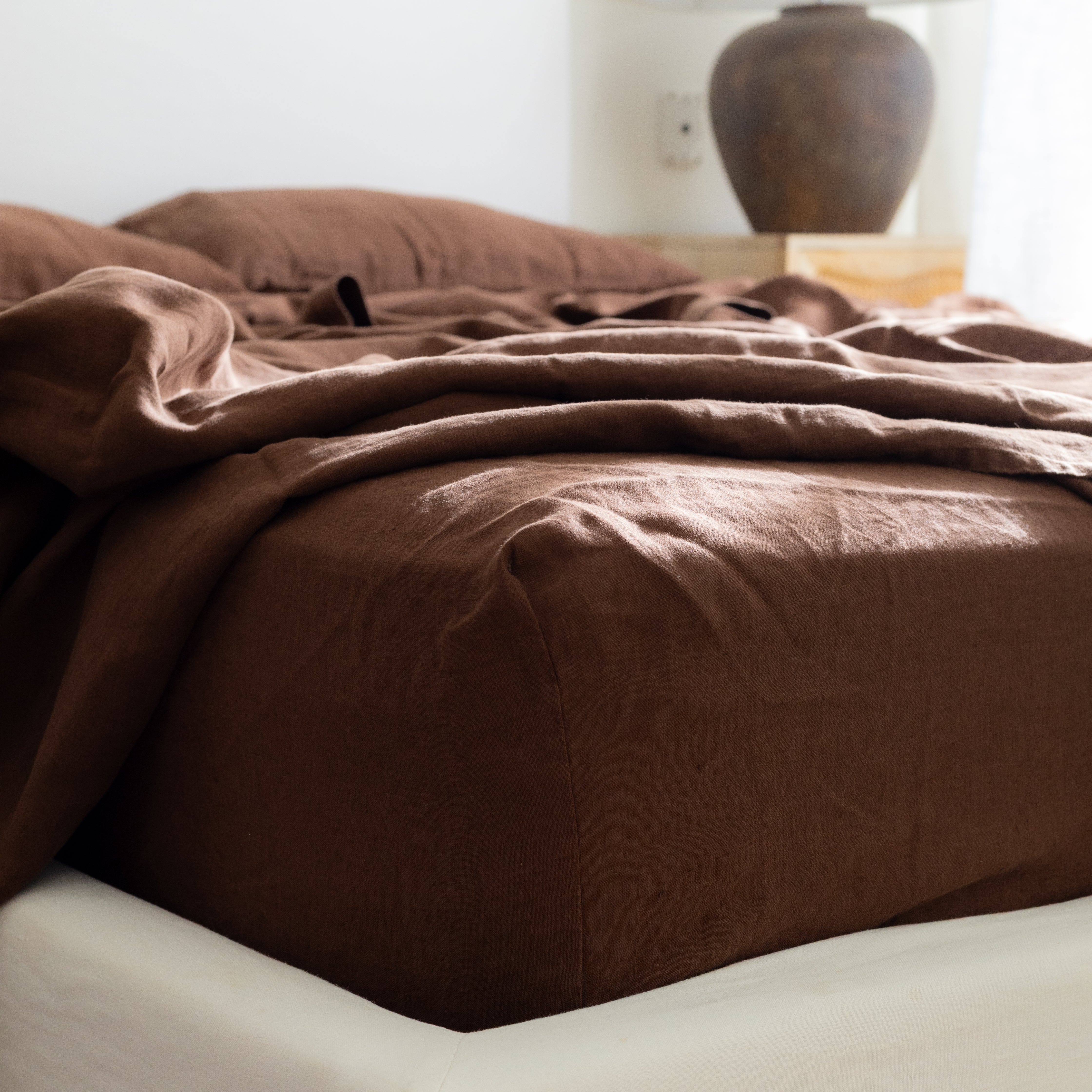 French Linen Sheet Set in Chocolate