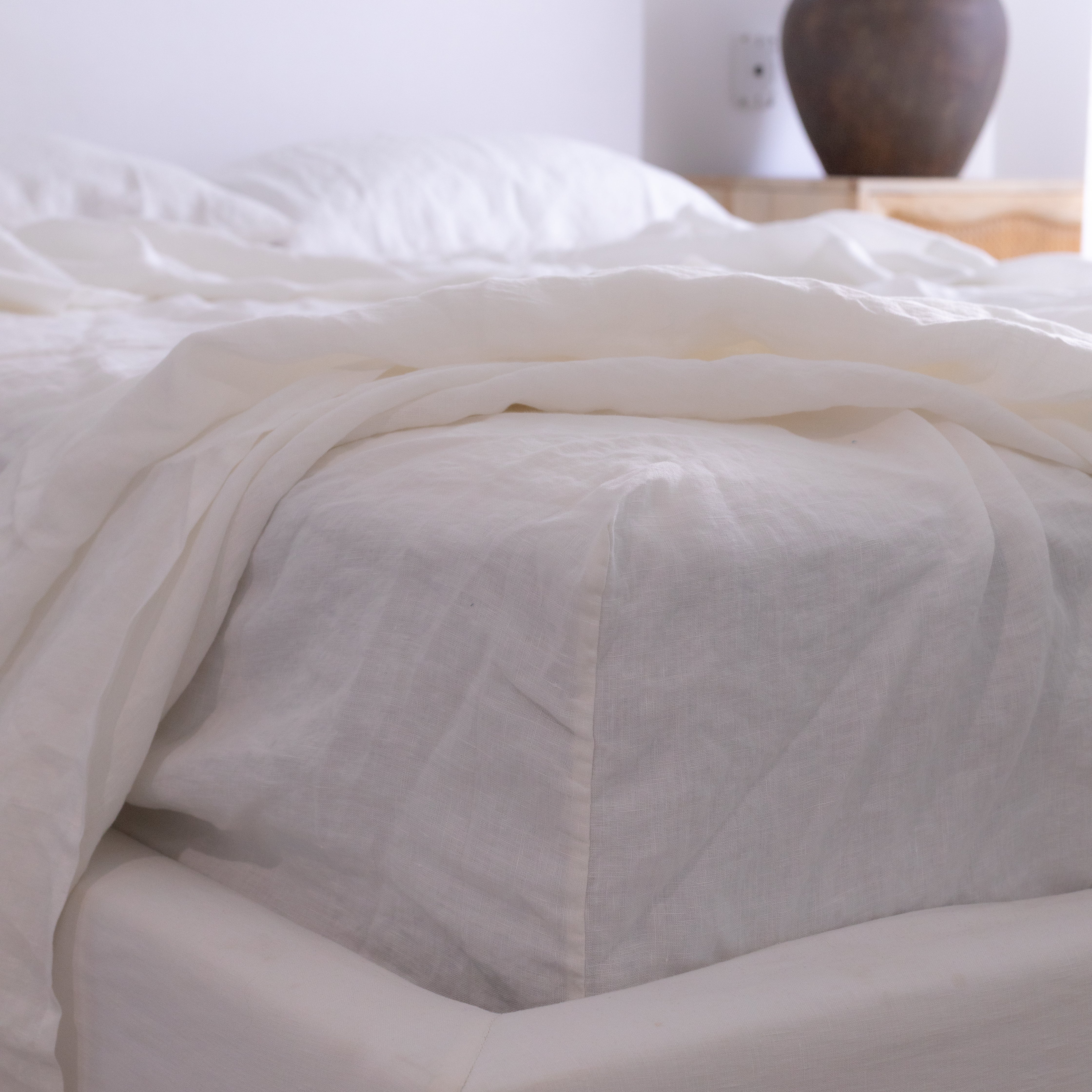 French Linen Sheet Set in Natural White