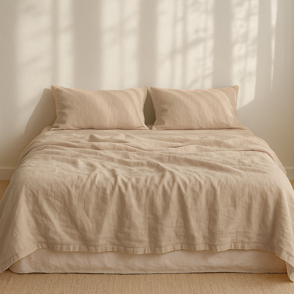 French Linen Sheet Set in French Vanilla