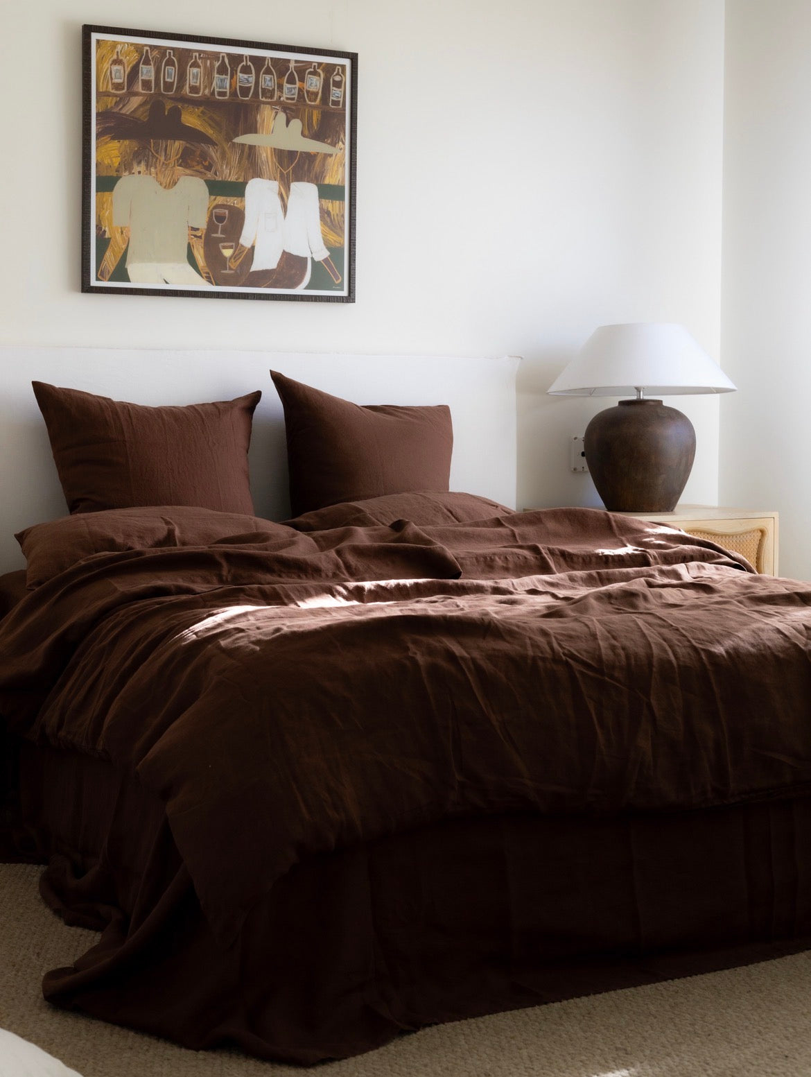 French Linen Pillowcase Pair in Chocolate